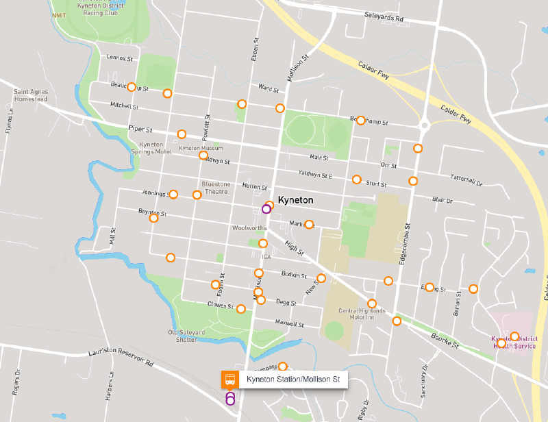Kyneton has a lot of Bus Stops